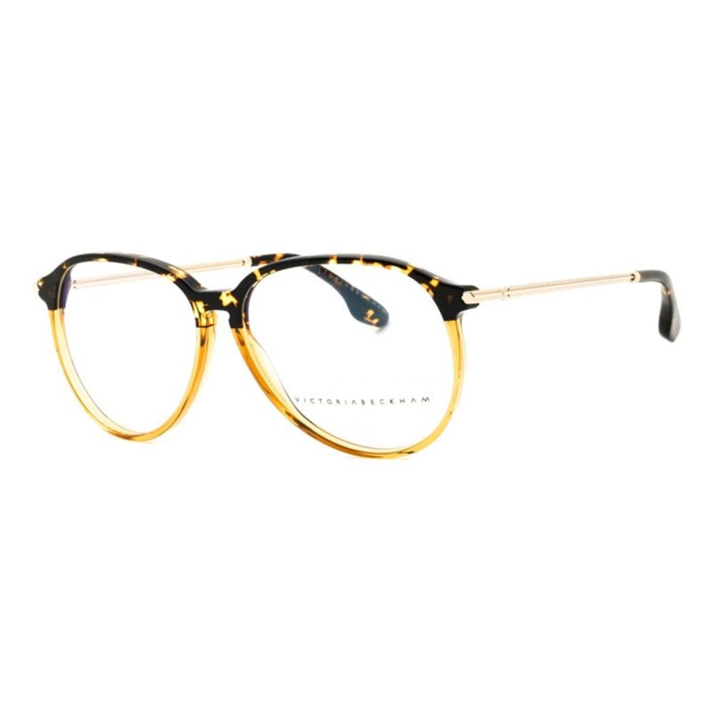 Victoria Beckham Eyeglasses Aviator Full Rim, Amber Tortoise/Amber Frame and